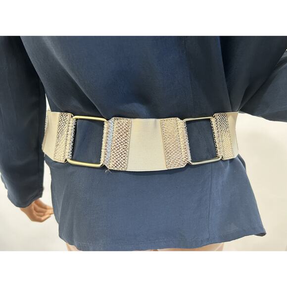 via spiga belt golden metal /leather/elastic size M snap closing - Picture 2 of 5